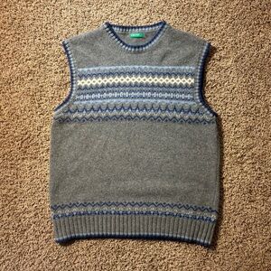 United Colors of Benetton Y2K Striped Patterned Preppy Winter Sweater Vest